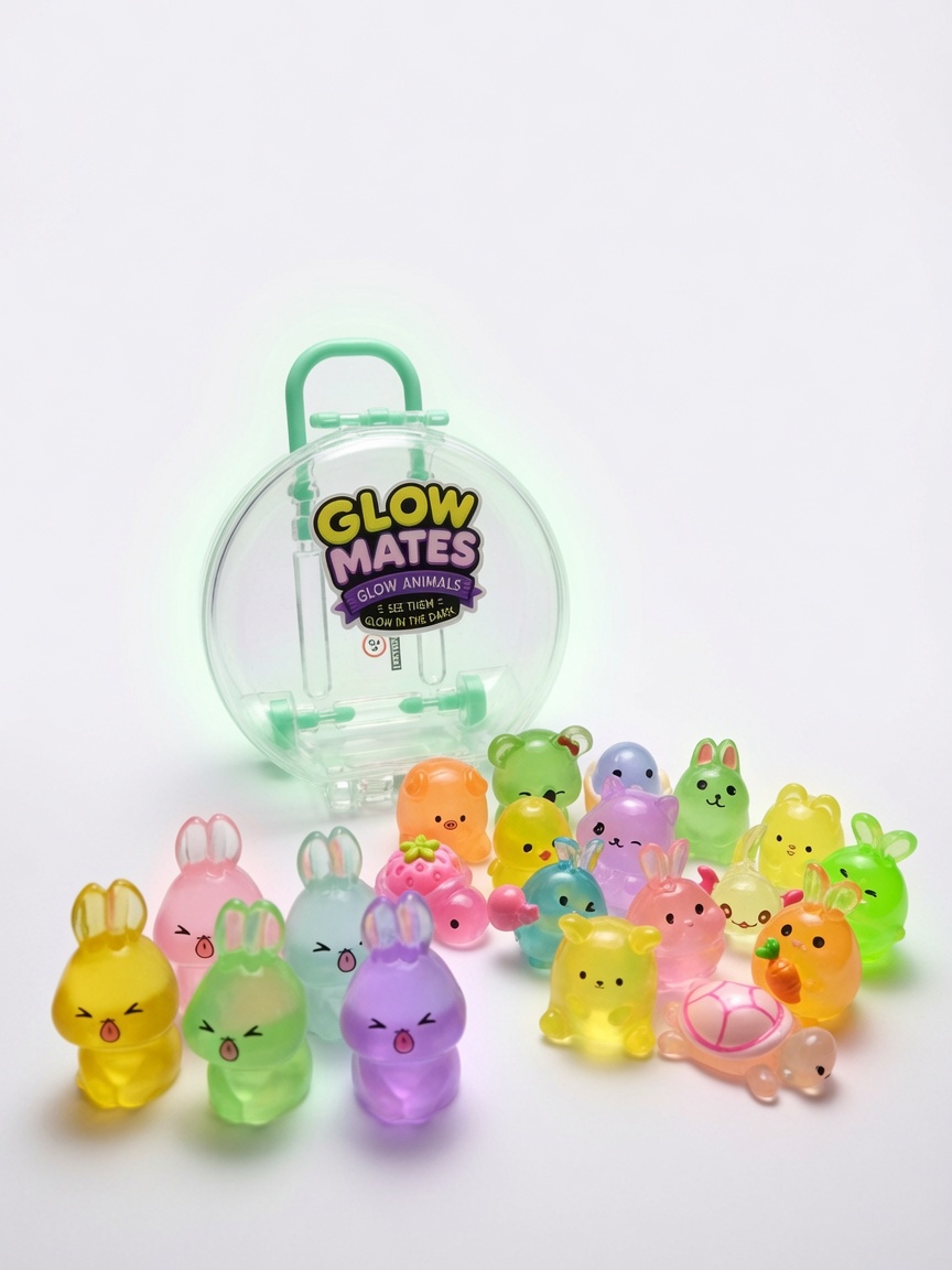 Glow Mates Animal Adventure Set– Cute Collectible Toy Set in Transparent Round Carry Case - Image 2