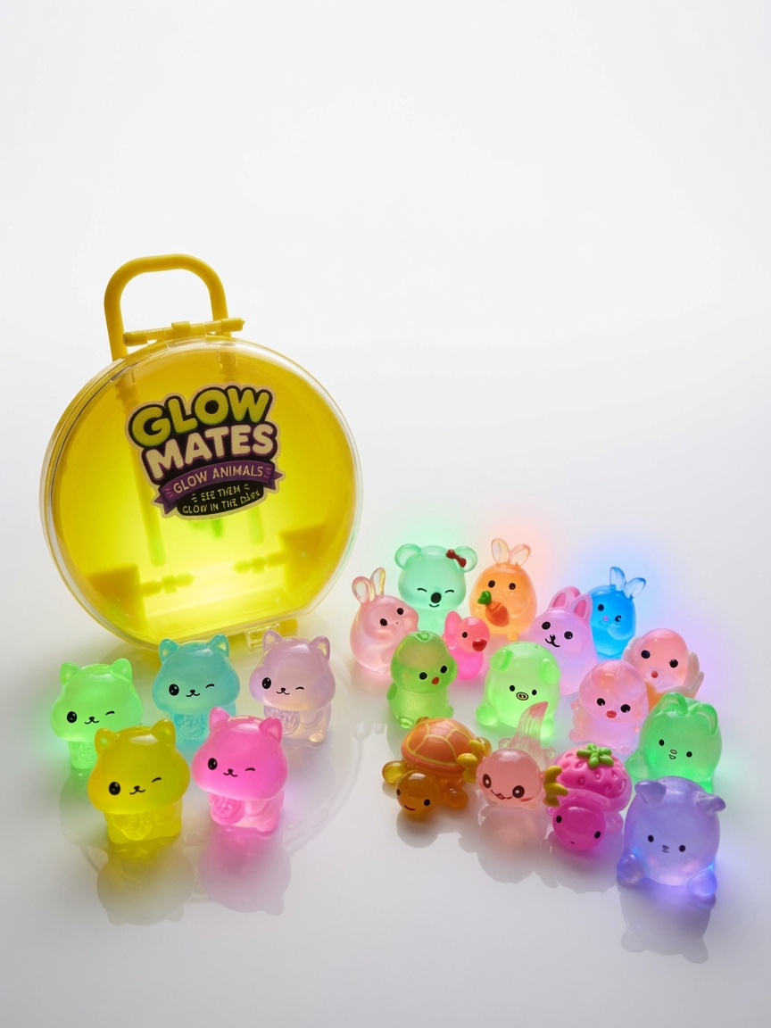 Glow Mates Animal Adventure Set– Cute Collectible Toy Set in Round Carry Case