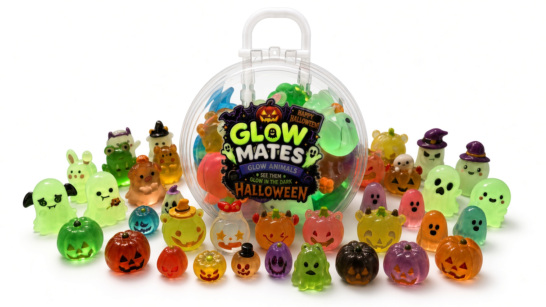 Halloween Glow Mates Glow in the Dark Animals – Cute Collectible Toy set in Pink Carry Case - Image 12